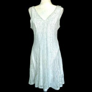 NWT Ember Brand Chiffon Sundress White with Black Dots Women's Size Large